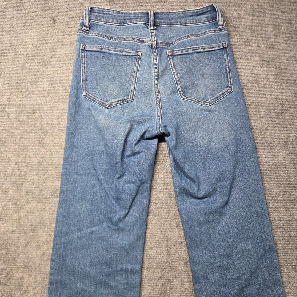 Quince Bella Stretch Straight Jeans Twilight Blue Fray Raw Hem 27 W-PNT-113 - Picture 11 of 16